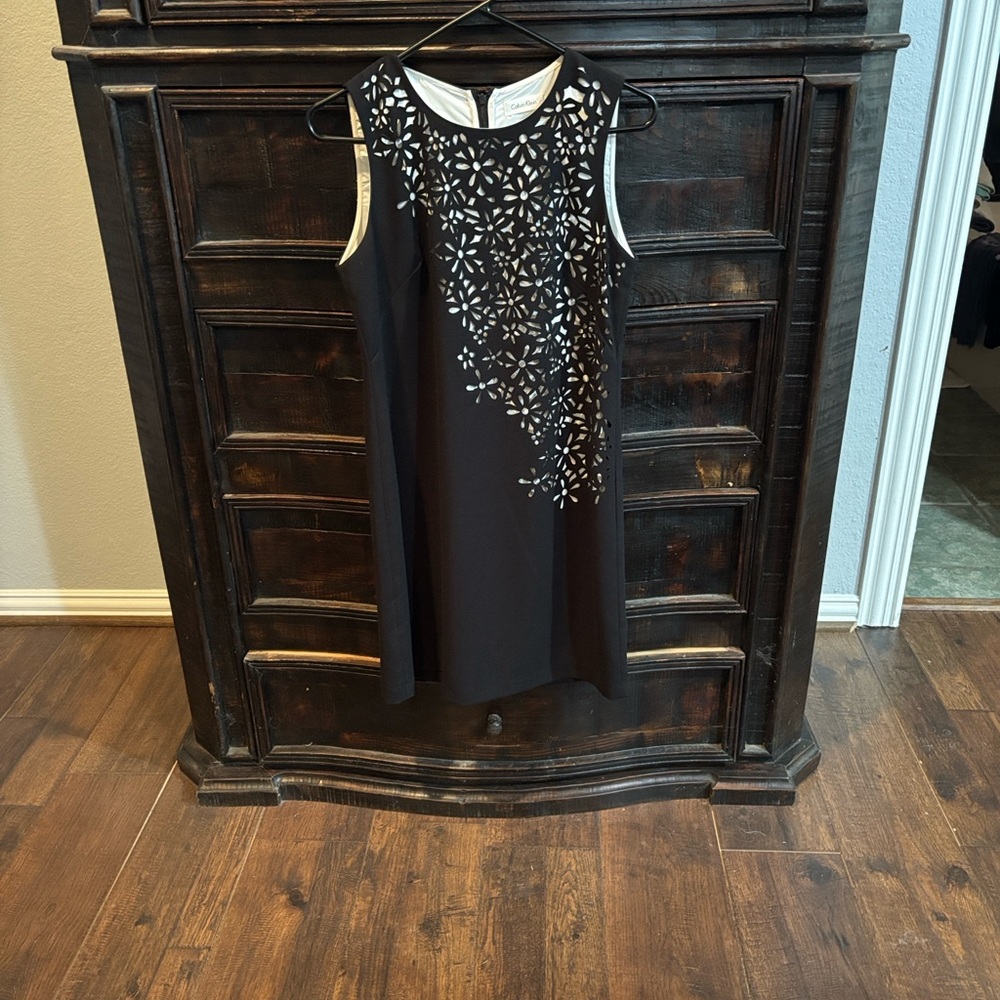 Calvin Klein Black Dress with Floral Cutouts